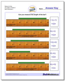 Measure Inches All Lengths, All Starts 2 Worksheet