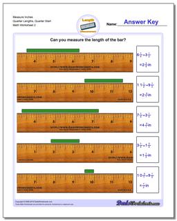 Measure Inches Quarter Lengths, Quarter Start /worksheets/inches-measurement.html Worksheet