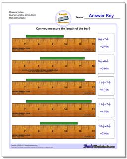 Measure Inches Quarter Lengths, Whole Start /worksheets/inches-measurement.html Worksheet