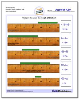Measure Inches Quarters Length, Sixteenths Start /worksheets/inches-measurement.html Worksheet