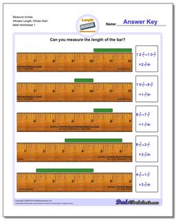 Inches Measurement Worksheet Measure Wholes Length, Whole Start