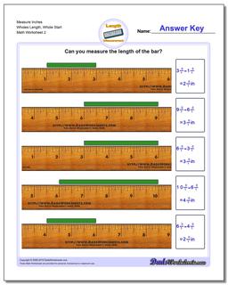 Measure Inches Wholes Length, Whole Start /worksheets/inches-measurement.html Worksheet