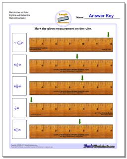 Mark Inches on Ruler Eighths and Sixteenths /worksheets/inches-measurement.html Worksheet