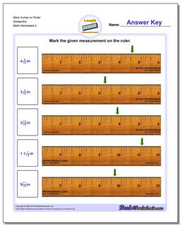 Mark Inches on Ruler Sixteenths /worksheets/inches-measurement.html Worksheet