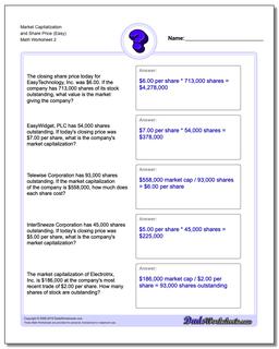 Market Capitalization and Share Price (Easy) /worksheets/investing.html Worksheet