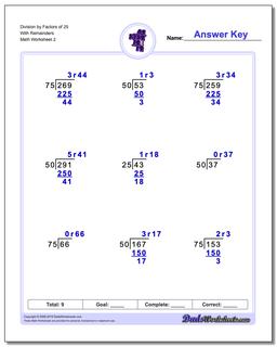 Division Worksheet by Factors of 25 With Remainders /worksheets/long-division.html