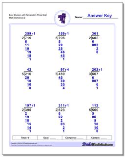 Easy Division Worksheet with Remainders Three Digit /worksheets/long-division.html