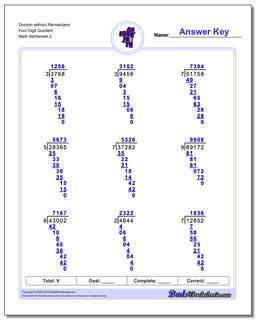 Division Worksheet without Remainders Four Digit Quotient /worksheets/long-division.html