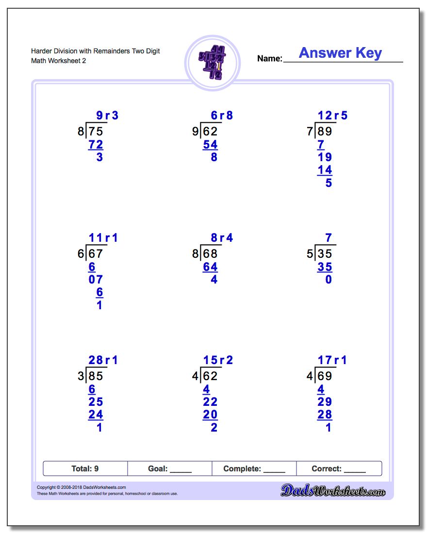 division without remainders worksheets