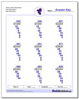 Division Worksheet without Remainders hree Digit Quotient /worksheets/long-division.html
