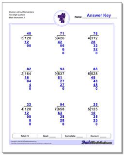 Long Division Worksheet without Remainders Two Digit Quotient
