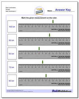 Mark Centimeters Wholes /worksheets/metric-measurement.html Worksheet