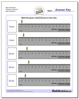 Mark Centimeters Wholes and Half cm 2 Metric Measurement Worksheet