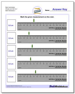 Mark Centimeters Wholes and Half cm 2 /worksheets/metric-measurement.html Worksheet