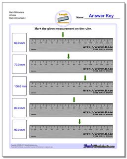Mark Millimeters Wholes /worksheets/metric-measurement.html Worksheet
