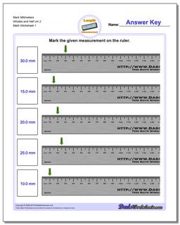 Mark Millimeters Wholes and Half cm 2 Metric Measurement Worksheet