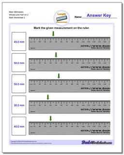 Mark Millimeters Wholes and Half cm 2 /worksheets/metric-measurement.html Worksheet