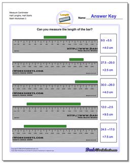 Measure Centimeter Half Lengths, Half Starts Worksheet