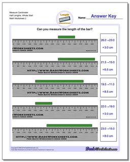 Measure Centimeter Half Lengths, Whole Start /worksheets/metric-measurement.html Worksheet