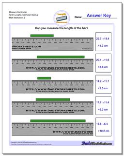 Measure Centimeter Tenth Lengths, Millimeter Starts 2 /worksheets/metric-measurement.html Worksheet