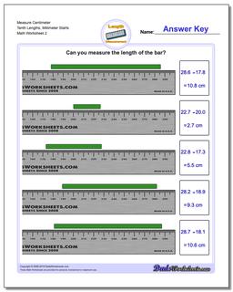 Measure Centimeter Tenth Lengths, Millimeter Starts /worksheets/metric-measurement.html Worksheet