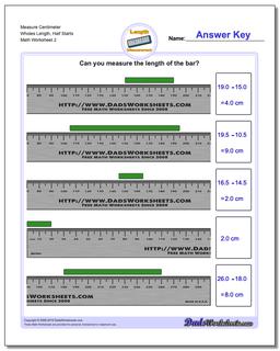 Measure Centimeter Wholes Length, Half Starts /worksheets/metric-measurement.html Worksheet