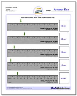 Centimeters on Ruler Wholes Metric Measurement Worksheet
