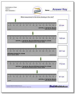 Centimeters on Ruler Tenths 3 /worksheets/metric-measurement.html Worksheet