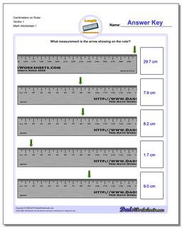 Centimeters on Ruler Tenths 1 Metric Measurement Worksheet