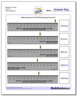 Millimeters on Ruler Tenths 2 Worksheet