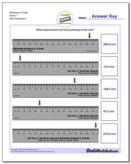 Millimeters on Ruler Tenths 1 Worksheet