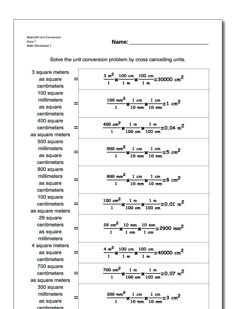 Si Units Conversion Worksheet