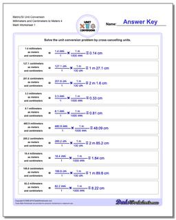 Metric SI Unit Conversion Worksheets Metric/SI Conversion Millimeters and Centimeters to Meters 4