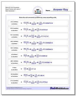 Metric SI Unit Conversion Worksheets Metric/SI Conversion Mixed Practice with Liters 2