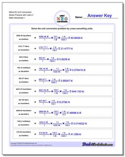 Metric SI Unit Conversion Worksheets Metric/SI Conversion Mixed Practice with Liters 3