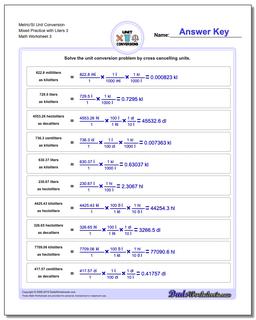 Metric/SI Unit Conversion Worksheet Mixed Practice with Liters 3