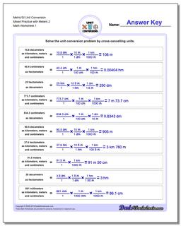 Metric SI Unit Conversion Worksheets Metric/SI Conversion Mixed Practice with Meters 2