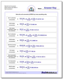 Metric SI Unit Conversion Worksheets Metric/SI Conversion Mixed Practice with Meters 3