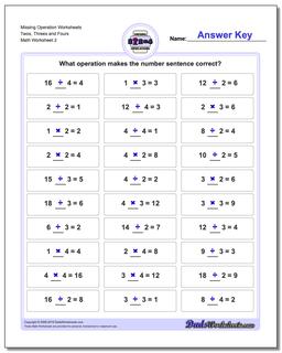 Missing Operation Worksheet Twos, Threes and Fours /worksheets/missing-operations.html