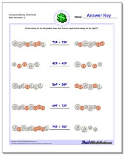 Comparing Money Worksheet for /worksheets/money.html