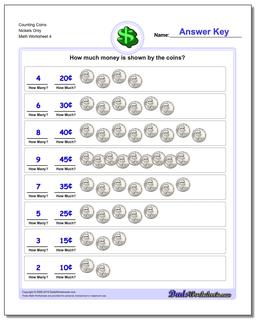 Counting Coins Nickels Only Worksheet