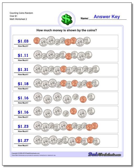 math worksheets money money counting coins random over