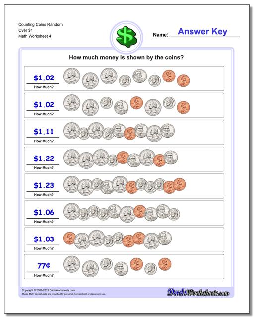 math worksheets money money counting coins random over 1 fourth