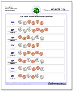 Counting Coins Pennies and Nickels 2 /worksheets/money.html Worksheet