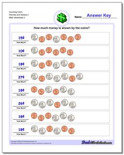 Counting Coins Pennies and Nickels 2 Worksheet