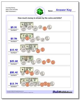 Counting Money Basic Coins and Bills /worksheets/money.html Worksheet