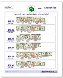 Counting Money Coins and Bills /worksheets/money.html Worksheet