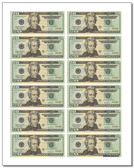 Printable Play Money Template 500