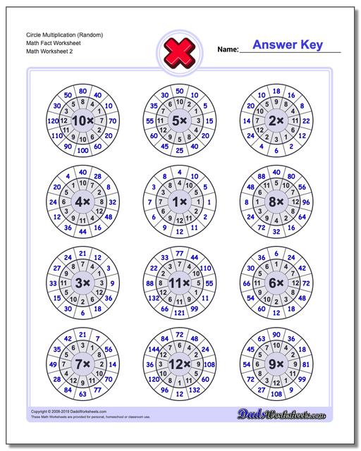 Math Worksheets Multiplication Multiplication Circle Multiplication Random Math Fact