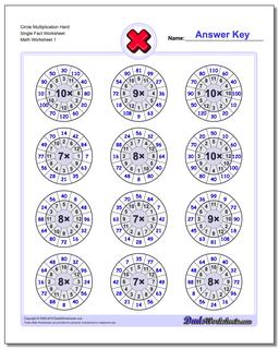 Multiplication Worksheet Circle Hard Single Fact Worksheet